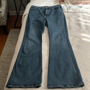 Banana Republic High Waisted Flare Jean, super stretchy, 33 inch inseam.